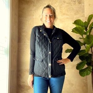 SOLD- Charter club black with gold buttons zip up vest